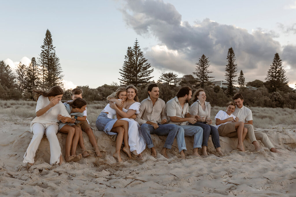 Candid extended family photo on the Gold Coast